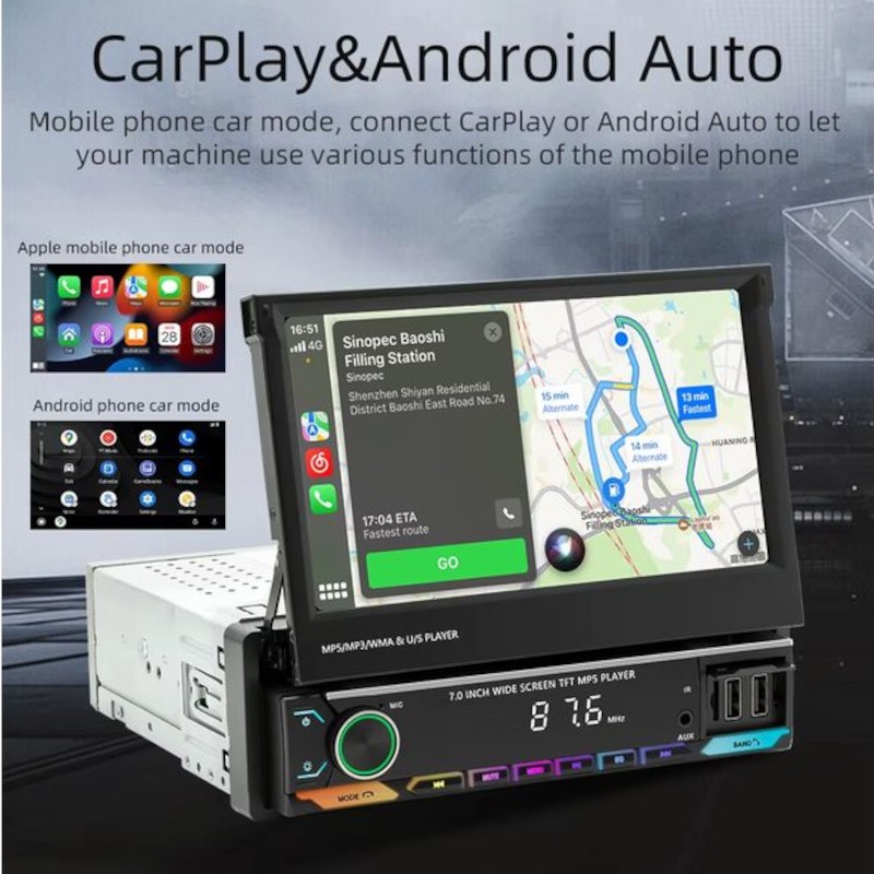 Autorrádio 1 DIN SWM 9614C 7 polegadas Bluetooth/Carplay USB Preto - Item9