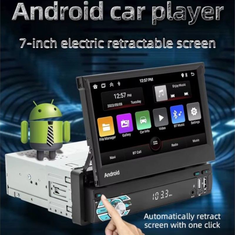 Autorrádio 1 DIN SWM 9710-J LED 7 polegadas 2GB/64GB GPS Carplay Preto - Item1