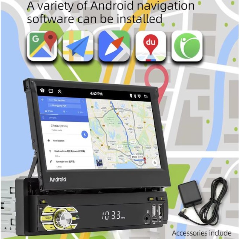 Autorrádio 1 DIN SWM 9710-J LED 7 polegadas 2GB/64GB GPS Carplay Preto - Item2