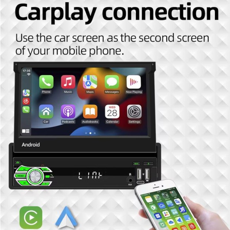 Autorrádio 1 DIN SWM 9710-J LED 7 polegadas 2GB/64GB GPS Carplay Preto - Item3