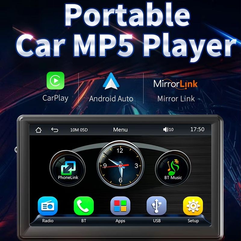 Ecrã tátil universal SWM B500L 7 polegadas Carplay/Android Auto sem fios Preto - Leitor multimédia para automóvel - Item3