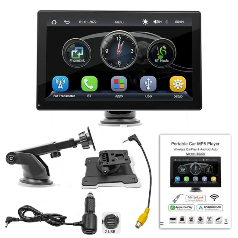 Ecrã tátil universal SWM B5308 9 polegadas Carplay/Android Auto Preto - Leitor multimédia para automóvel - Item6