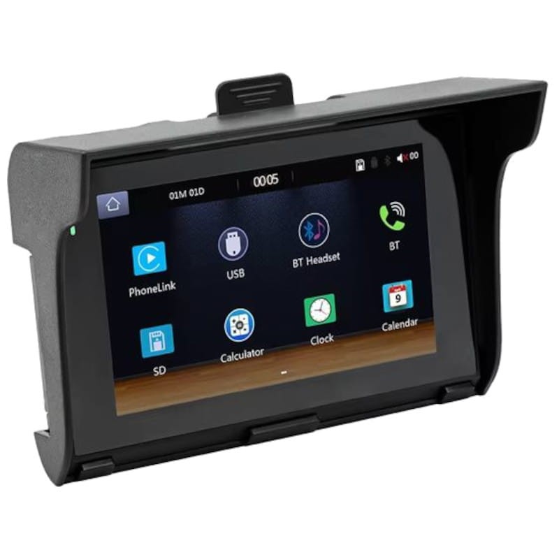 Ecrã tátil universal SWM B5350 5 polegadas Carplay/Android Auto sem fios Preto - Leitor multimédia para motociclos - Item