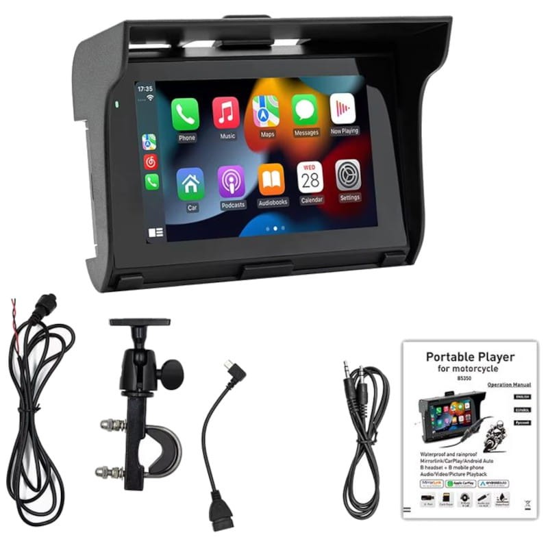 Ecrã tátil universal SWM B5350 5 polegadas Carplay/Android Auto sem fios Preto - Leitor multimédia para motociclos - Item4