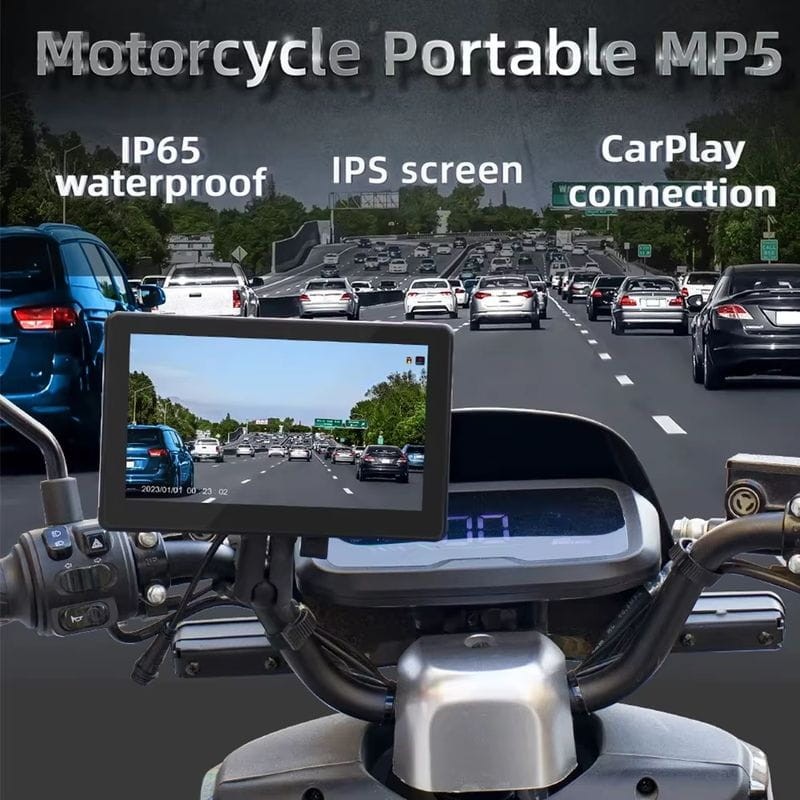 Ecrã tátil universal SWM B5351 7 polegadas Carplay/Android Auto sem fios Preto - Leitor multimédia para motociclos - Item1