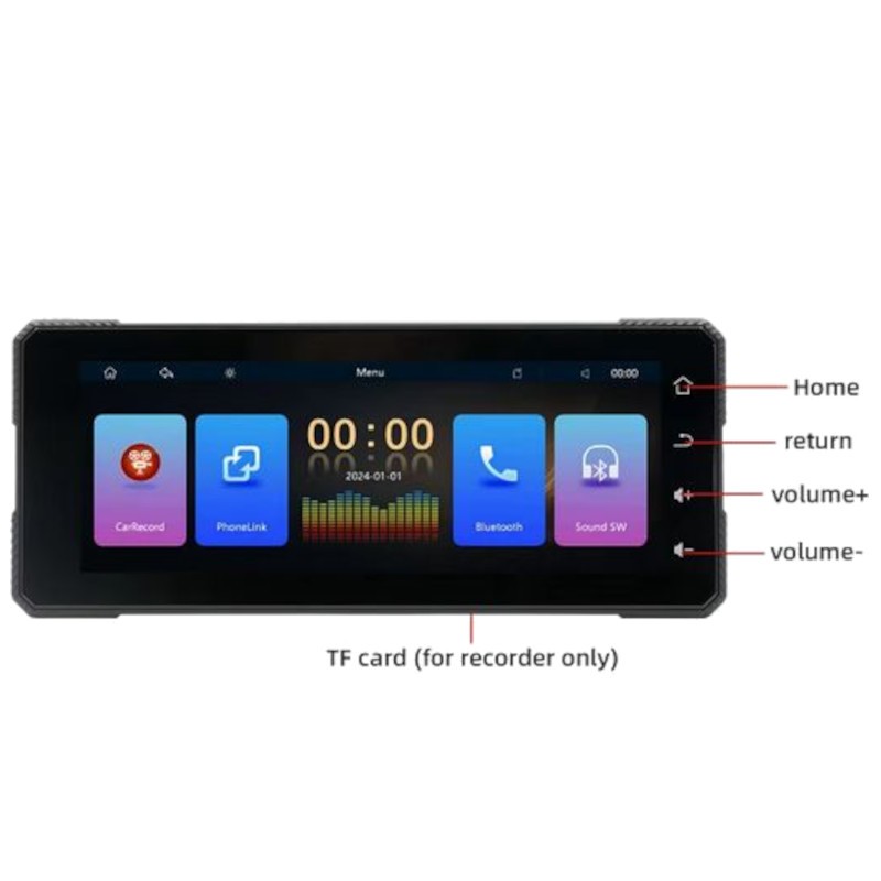 Ecrã tátil universal SWM B5353 6,86 polegadas Carplay/Android Auto sem fios Preto - Leitor multimédia para motociclos - Item5