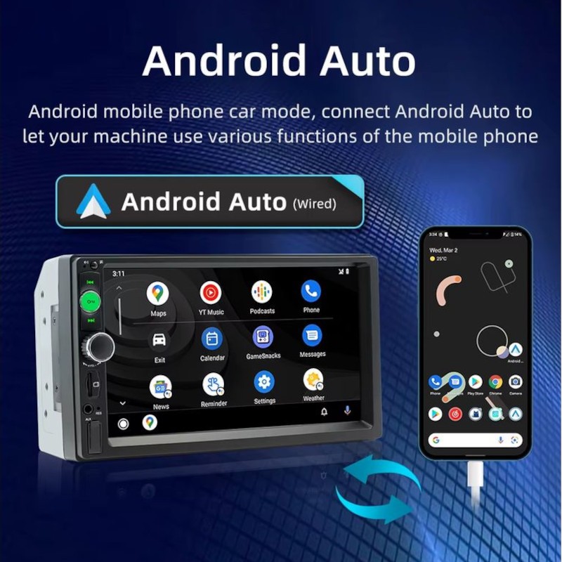 Autorrádio 2 DIN SWM F7010C 7 polegadas Bluetooth/Carplay USB Preto - Item11