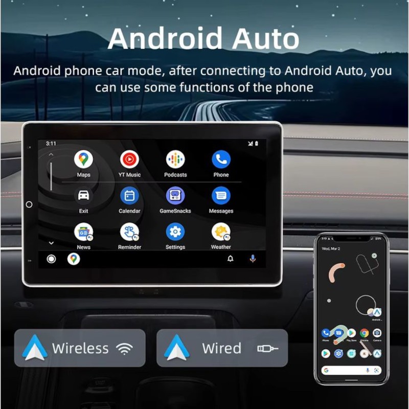 Autorrádio 1 DIN SWM YT-9930L 10.1 polegadas Bluetooth/Carplay Sem Fio USB Preto - Item5