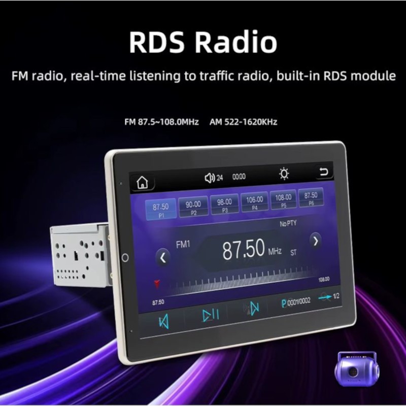 Autorrádio 1 DIN SWM YT-9930L 10.1 polegadas Bluetooth/Carplay Sem Fio USB Preto - Item6