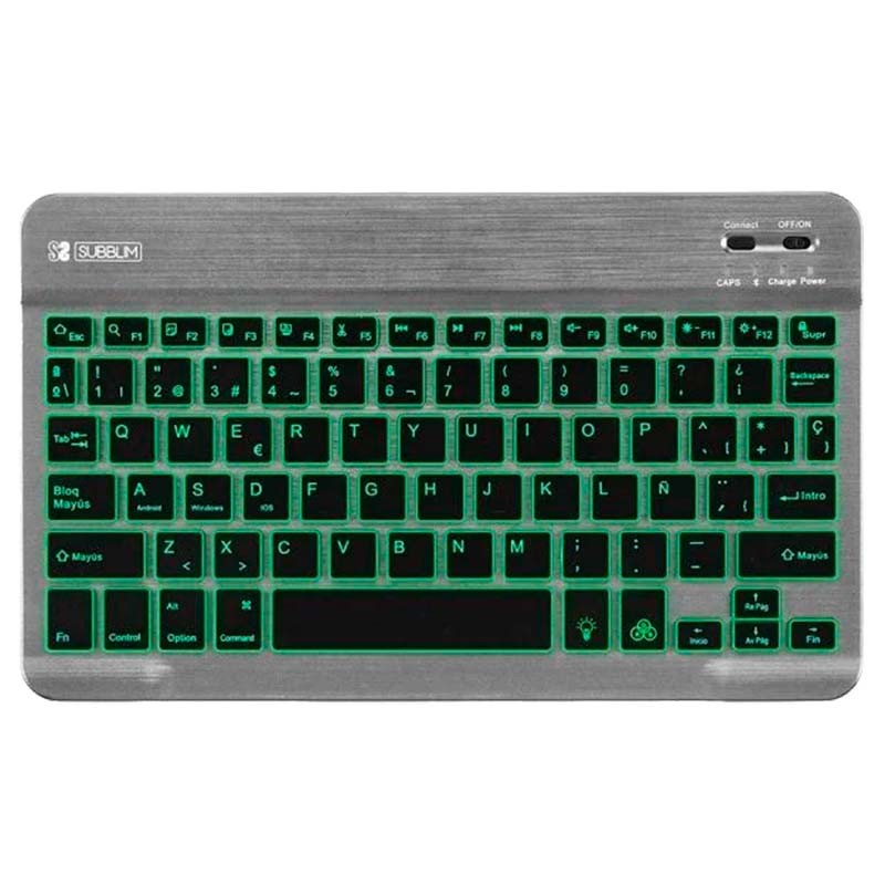 SUBBLIM Teclado Bluetooth Smart Retroiluminado para Android, Mac, OS e Windows Cinzento - Item