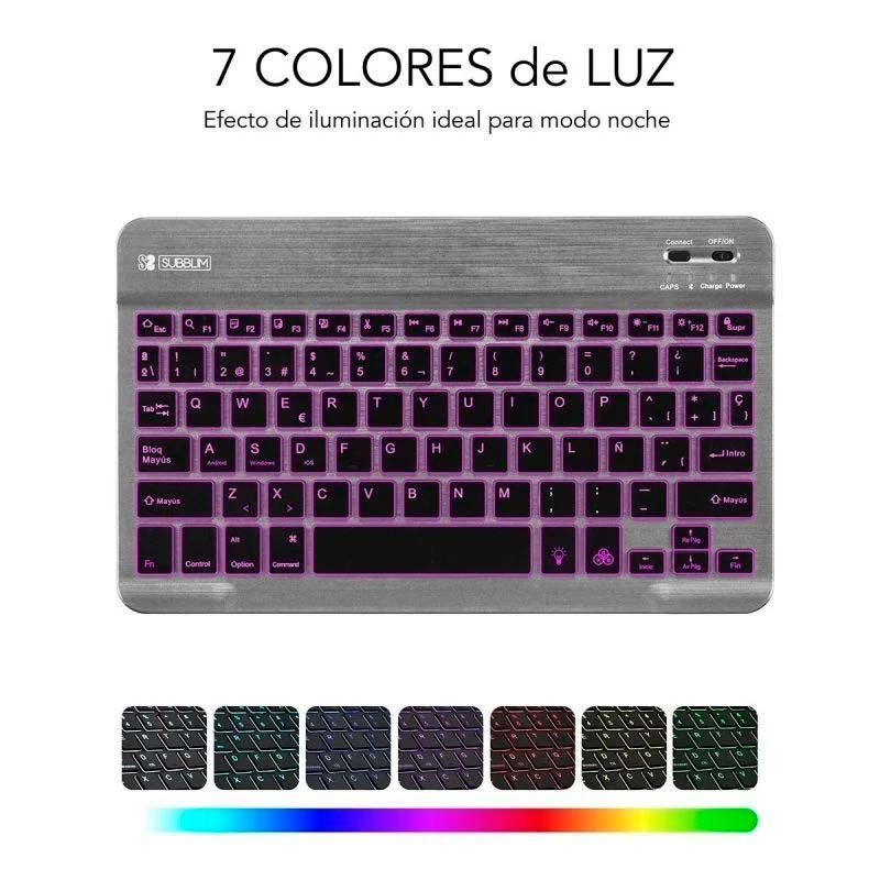 SUBBLIM Teclado Bluetooth Smart Retroiluminado para Android, Mac, OS e Windows Cinzento - Item1