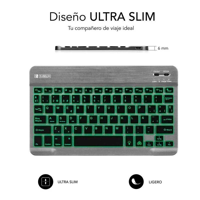 SUBBLIM Teclado Bluetooth Smart Retroiluminado para Android, Mac, OS e Windows Cinzento - Item2