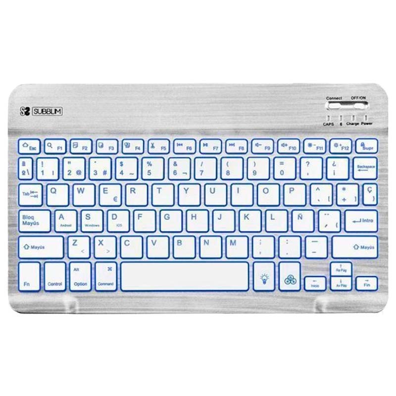 SUBBLIM Teclado Bluetooth Smart Retroiluminado para Android, Mac, OS e Windows Prateado - Item