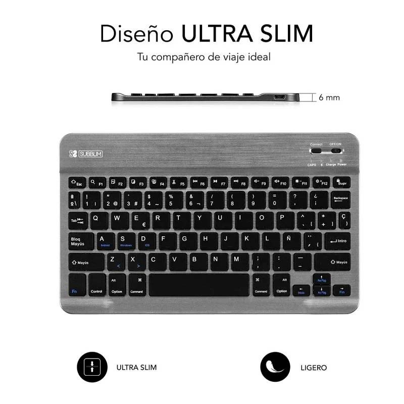 SUBBLIM Teclado Bluetooth Smart para Android, Mac, OS e Windows Cinzento - Item1