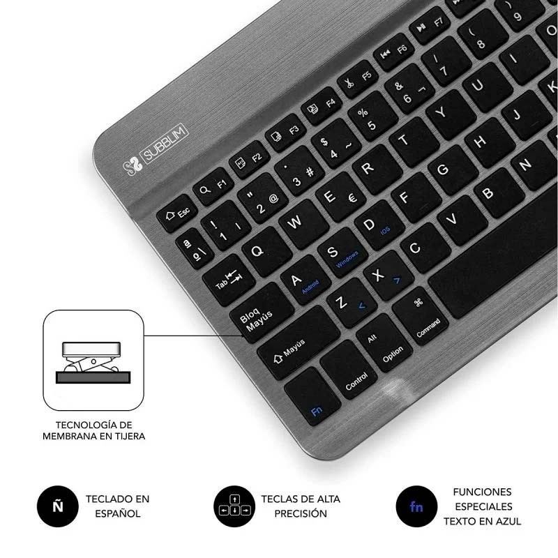 SUBBLIM Teclado Bluetooth Smart para Android, Mac, OS e Windows Cinzento - Item4