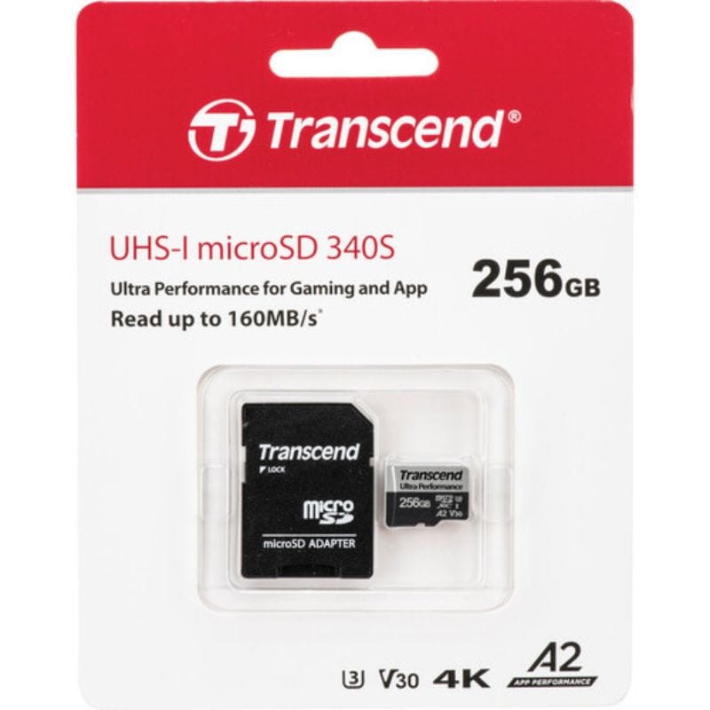 Transcend TS256GUSD340S 256 GB Clase 10 UHS-I U3 V30 A2 Negro / Gris - Tarjeta microSD - Ítem1