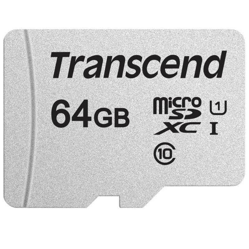 Transcend TS64GUSD300S 64 GB Clase 10 UHS-I UI 100 MB/s A1 Plata - Tarjeta microSD - Ítem