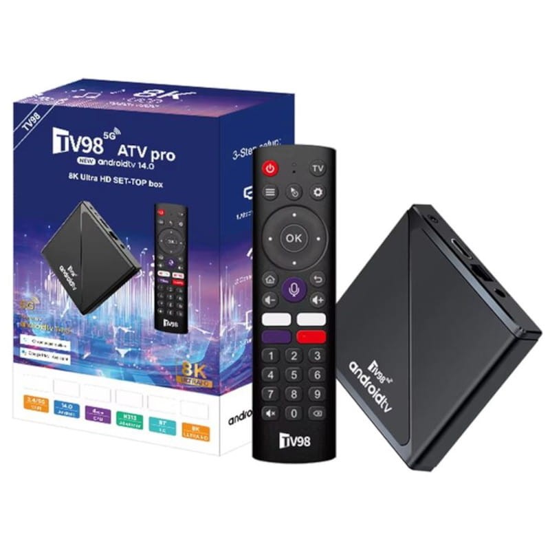 TV98 ATV Pro 8K H313 1 Go/8 Go Double Wifi Android 14 Noir - Android TV - Ítem8