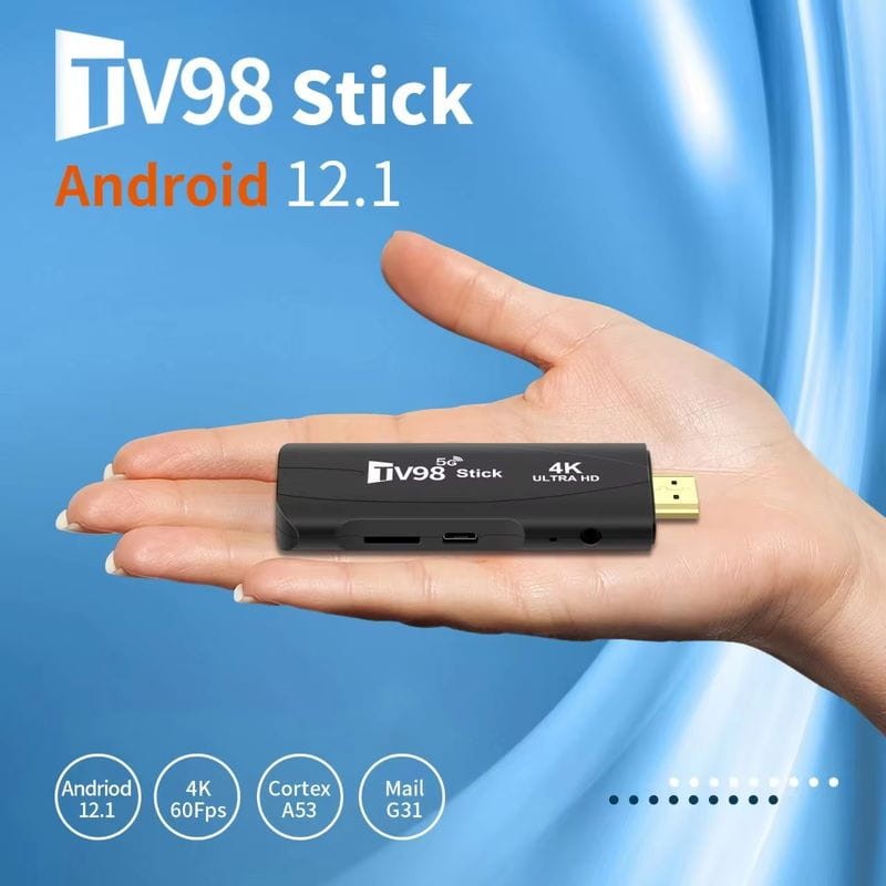 TV98 Stick 4K 1GB/8GB Dual WIFI Android 14 Preto - Android TV - Item1