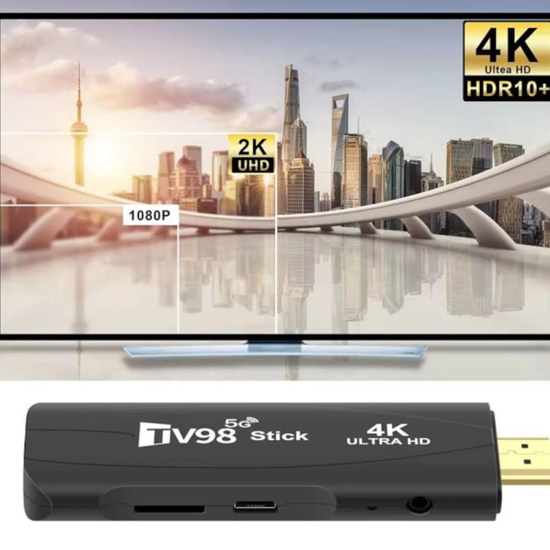 TV98 Stick 4K 1GB/8GB WIFI Dual Android 14 Negro - Android TV - Ítem2