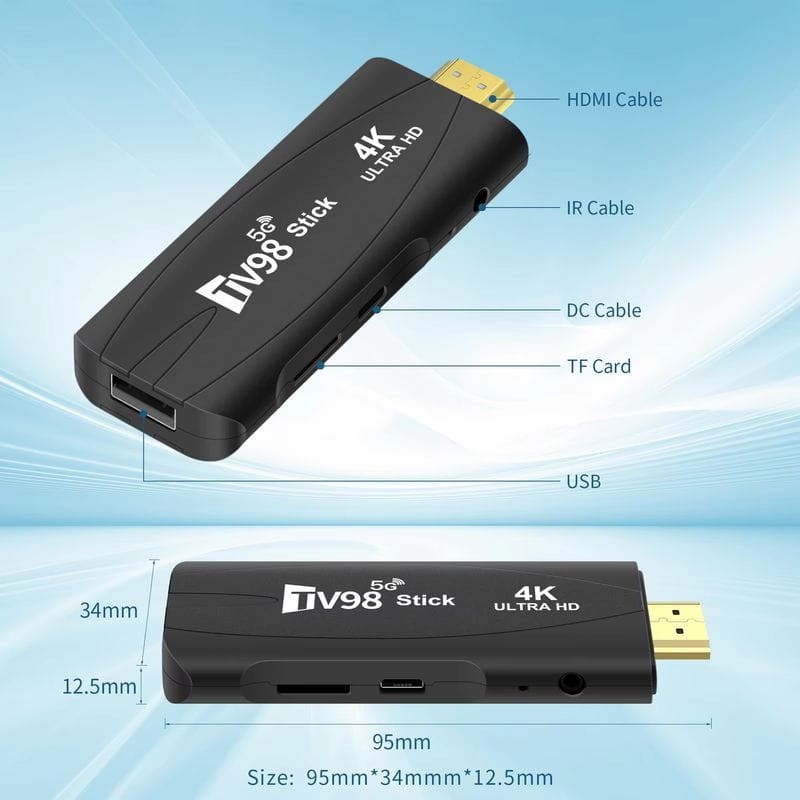 TV98 Stick 4K 1GB/8GB Dual WIFI Android 14 Preto - Android TV - Item4