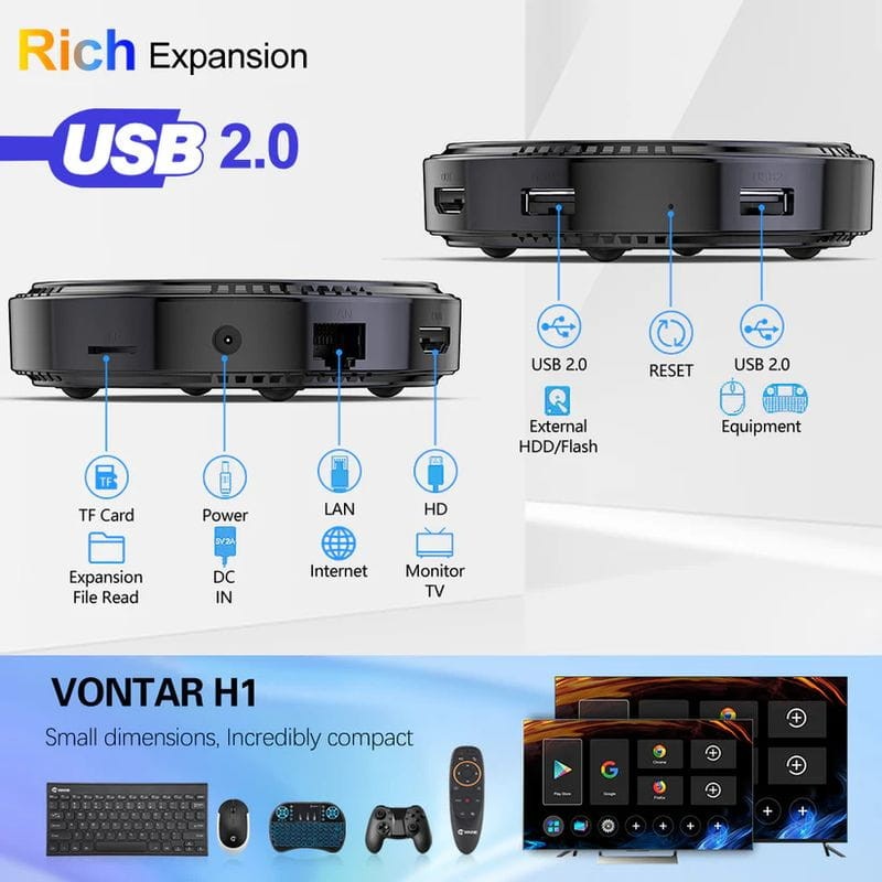 Vontar H1 H618 4Go/32Go WiFi 6 Android 12.0 - Android TV - Ítem8