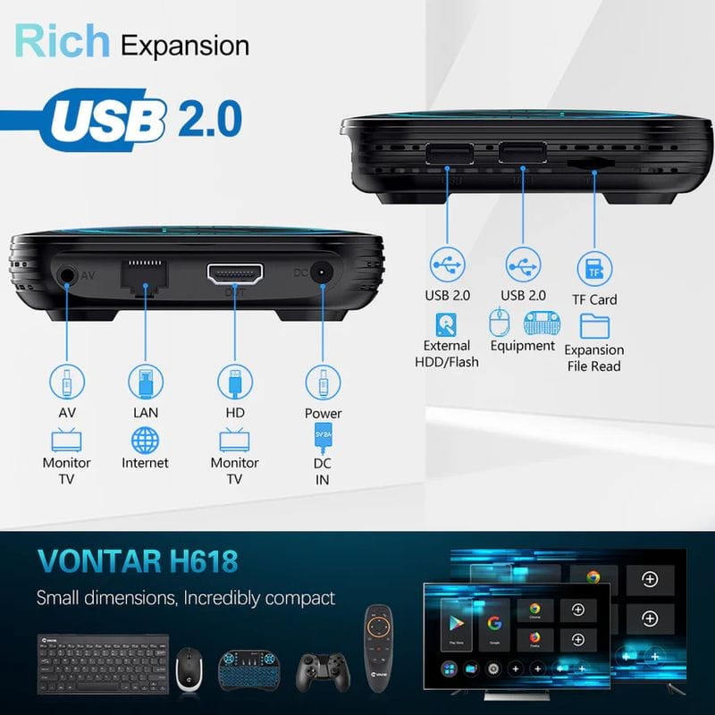 Vontar H618 4GB/64GB 4K Android 12.0 - Android TV - Item8