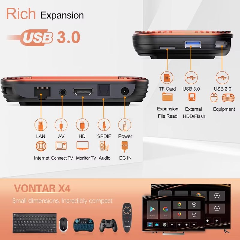 Vontar X4 S905X4 4Go/128Go Dual WiFi Android 11.0 - Android TV - Ítem4