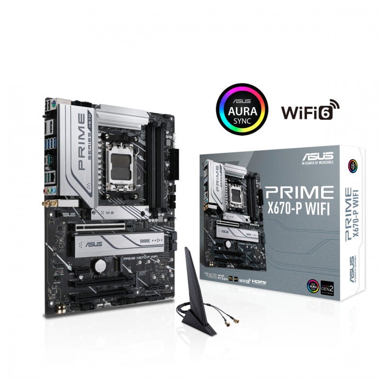 ASUS PRIME X670-P WIFI AMD AM5 128GB ATX Preto, Prata - Placa-mãe - Item1