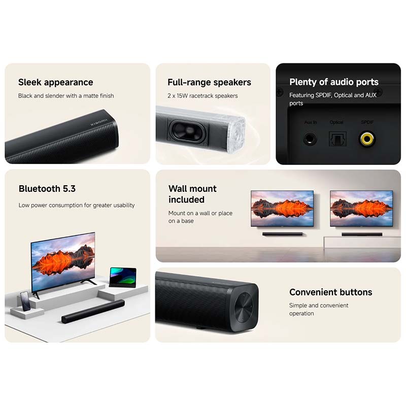 Xiaomi Soundbar 2.0ch Bluetooth 5.3 - Barre de Son - Ítem7