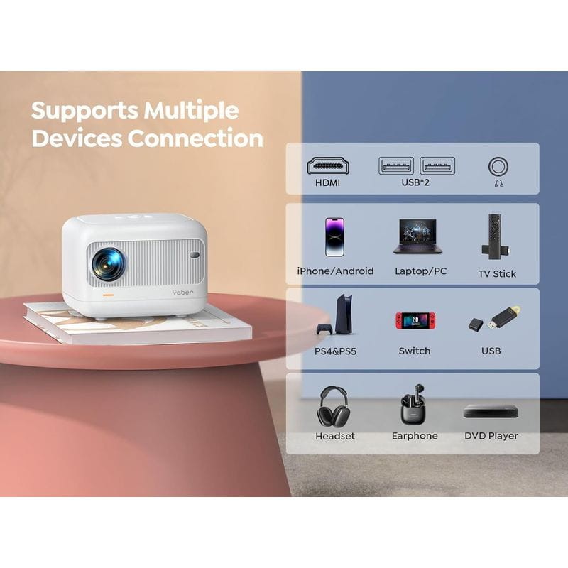 Yaber L1 Smart HD WiFi 6 Blanc - Projecteur - Ítem7