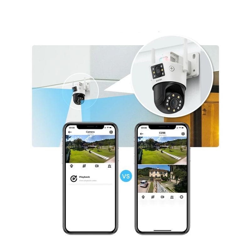 ZOSI C298 6MPx Dual P/T Visión Nocturna WiFi Dual IP66 Detección inteligente Blanco - Cámara de seguridad IP - Ítem2