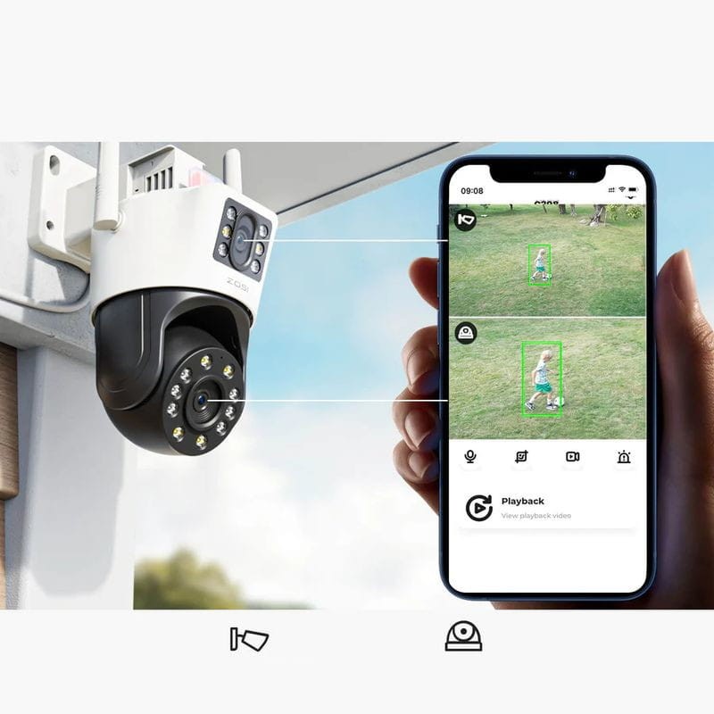 ZOSI C298 6MPx Dual P/T Visión Nocturna WiFi Dual IP66 Detección inteligente Blanco - Cámara de seguridad IP - Ítem3